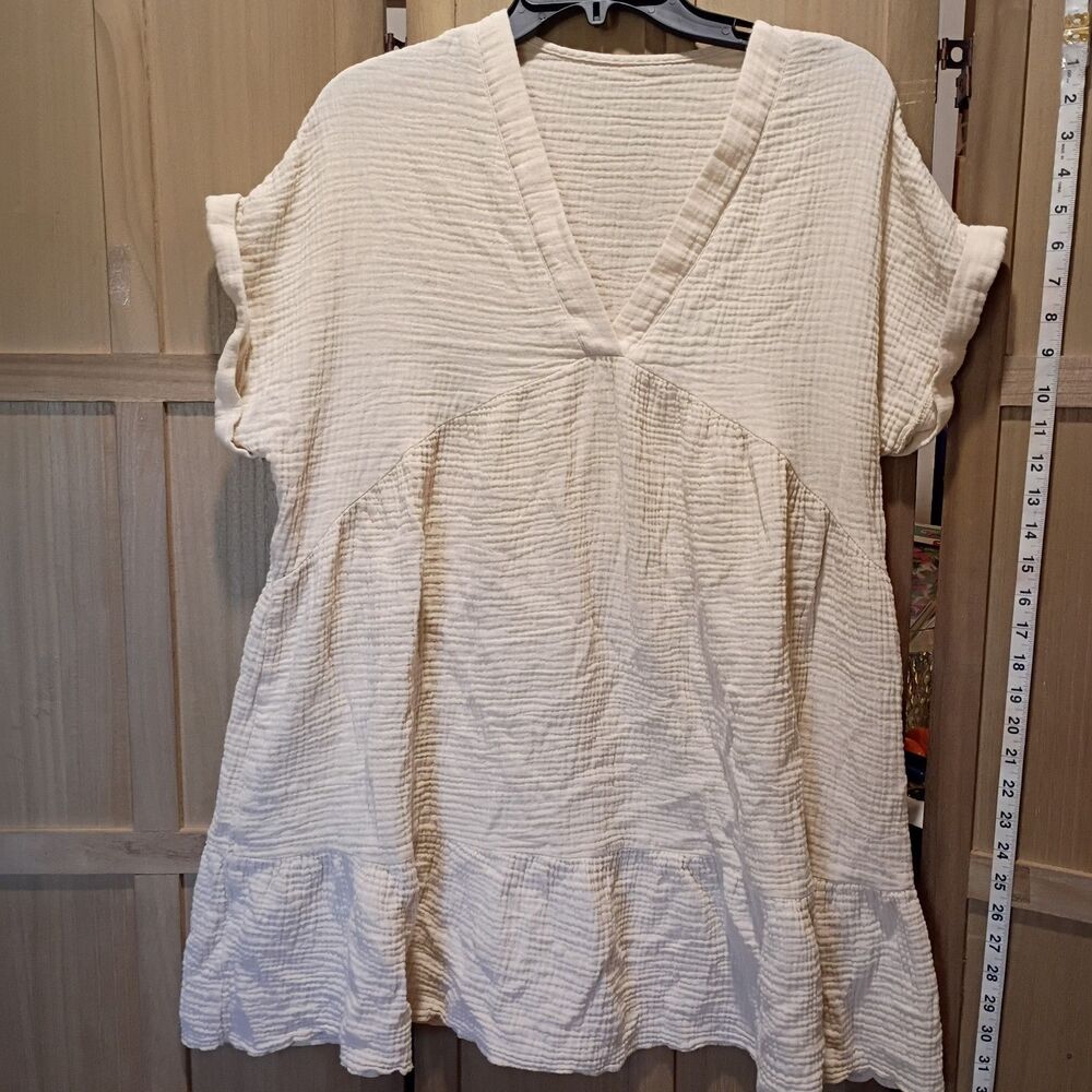 Emery rose xl beige cotton tunic top shirt